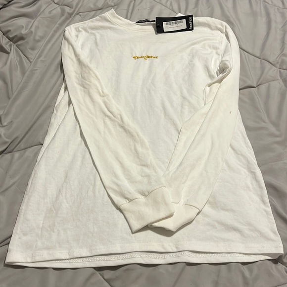 WOMENS Thankful Embroidered Long Sleeve T-Shirt WHITE. Size S. - Picture 1 of 4